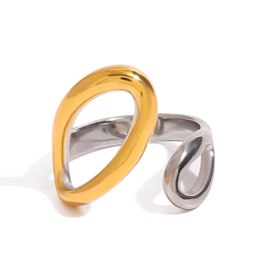 1 Pair Modern Series Exaggerated Irregular Stainless Steel Gold and Silver Color Women's Single Rings Picture6