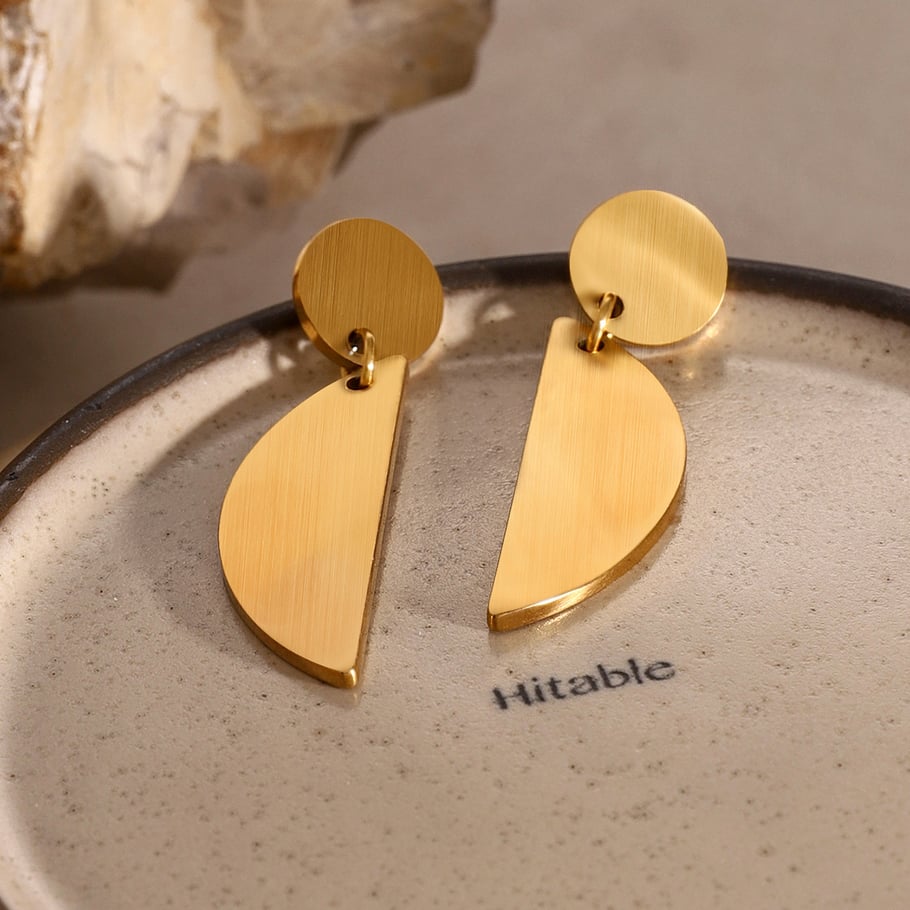 1 Pair Simple Series ins style Geometric Stainless Steel 18K Gold Plated Women Drop Earrings Picture4