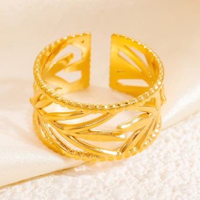 Anillos ajustables para mujer de acero inoxidable color dorado con tira elegante de serie clásica de 1 pieza h5 Imagen6