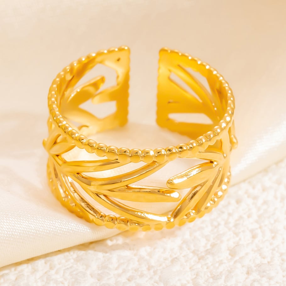 Anillos ajustables para mujer de acero inoxidable color dorado con tira elegante de serie clásica de 1 pieza Imagen6
