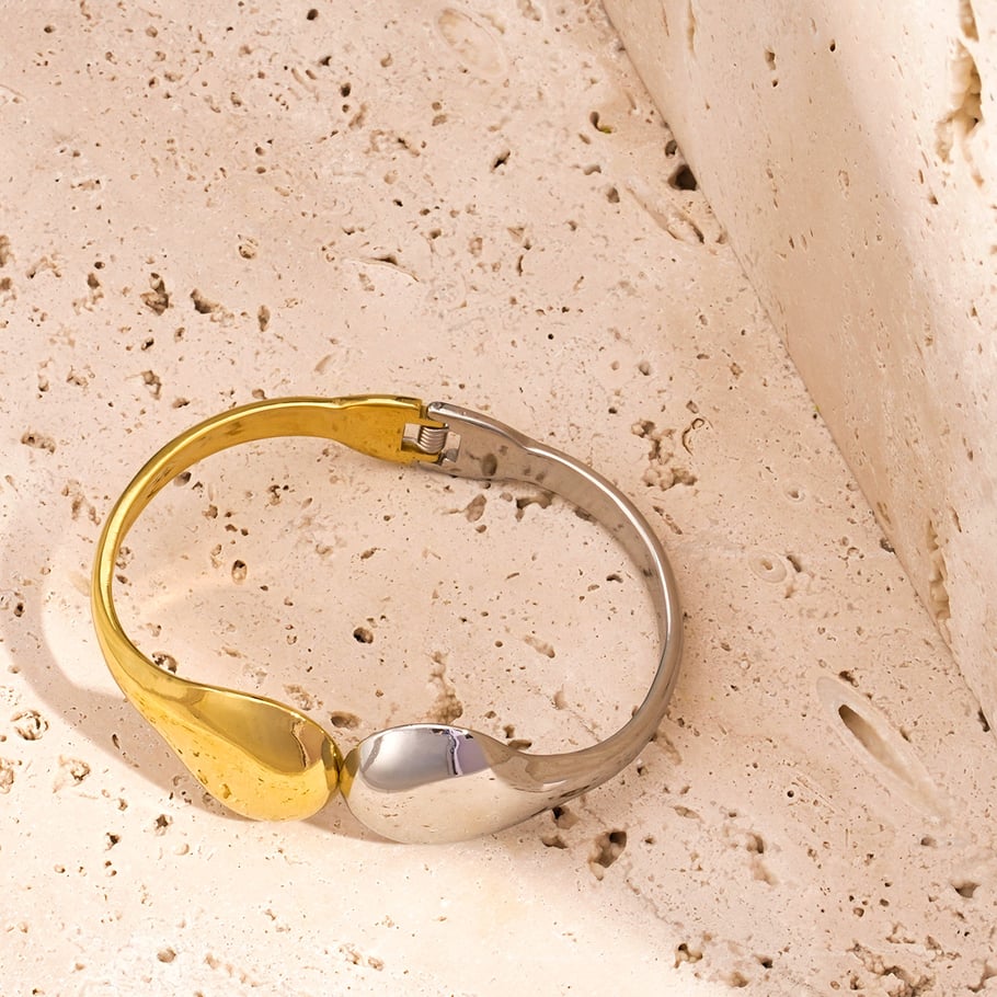 1 Stück Simple Series Simple Droplet Edelstahl Goldfarben Damen Armreifen h5Bild9