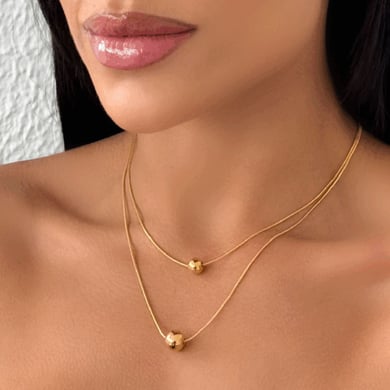 1 Piece Simple Series ins style round Stainless Steel 18K Gold Plated Women Pendant Necklaces h5 Picture6