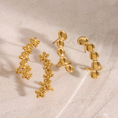 1 Paar Simple Series Klassische Blumen-Ohrstecker aus Edelstahl mit 18 Karat Vergoldung für Damen h5 Bild4