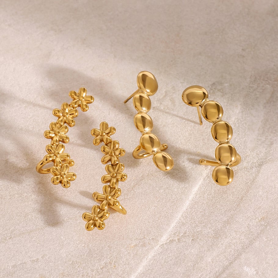 1 Paar Simple Series Klassische Blumen-Ohrstecker aus Edelstahl mit 18 Karat Vergoldung für Damen Bild4