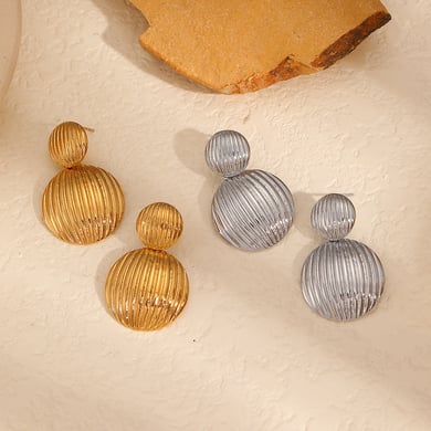 1 Pair Simple Series Casual Geometric 18K Gold Plated Women Stud Earrings h5 Picture4