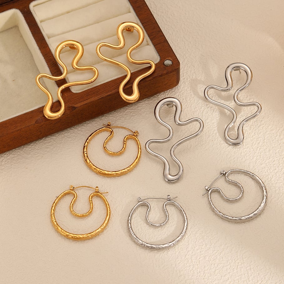 1 Pair Particular Series Daily Irregular Shape Stainless Steel Gold Color Women's Stud Earrings Picture3
