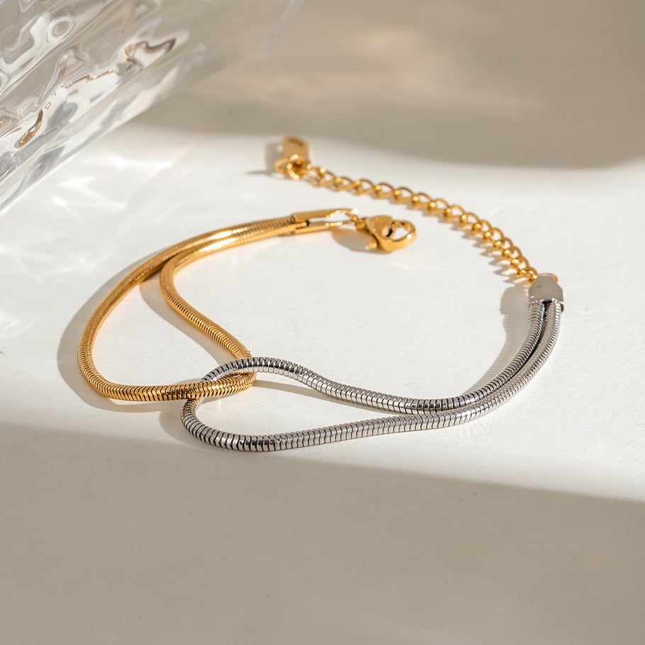 1 Piece Simple Series Daily round Stainless Steel 18K Gold Plated Women Chain Bracelets Picture4