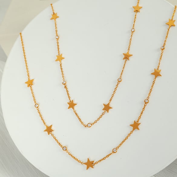 1 Piece Simple Series Simple Sun/Moon Stainless Steel 18K Gold Plated Rhinestone Women Pendant Necklaces
