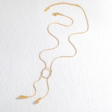 Collier avec pendentif simple et décontracté en acier inoxydable plaqué or 18 carats pour femme h5 Image3