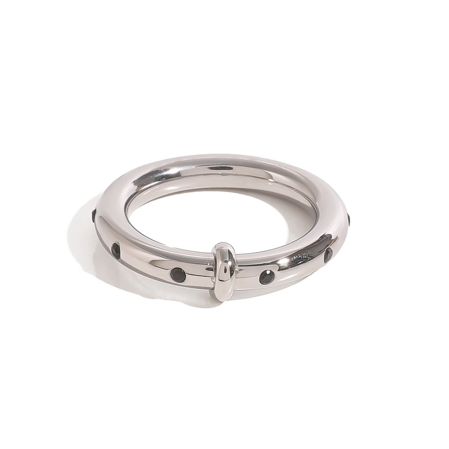 1 Pair Simple Series Simple Geometric Stainless Steel Rhinestone Women Single Rings Picture6
