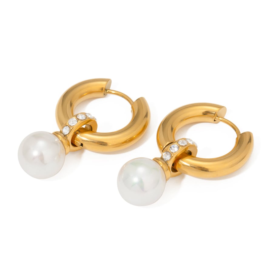 1 Pair Classic Series Retro Geometric Stainless Steel 18K Gold Plated Rhinestone Women Drop Earrings Picture5