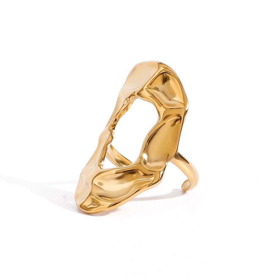Anillos ajustables para mujer de acero inoxidable dorado con diseño de martillo, serie clásica, 1 pieza Imagen8