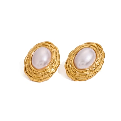 1 Pair Classic Series Retro Geometric Stainless Steel 18K Gold Plated Women Stud Earrings h5 Picture6
