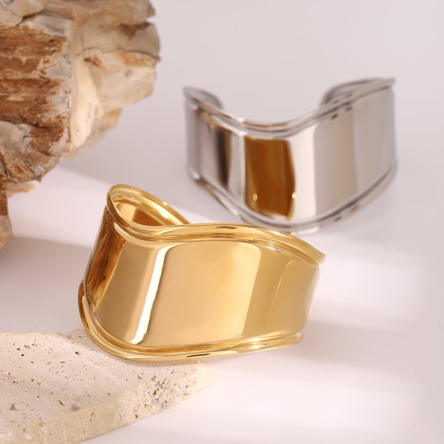 1 Piece Simple Series Simple Geometric Stainless Steel 18K Gold Plated Women Bangles Picture5
