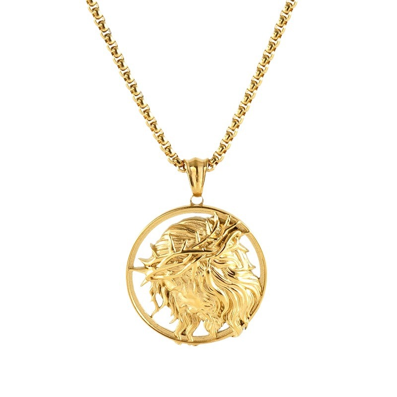 1 Piece Golden Color 3D Relief women's Unisex Necklace Picture6