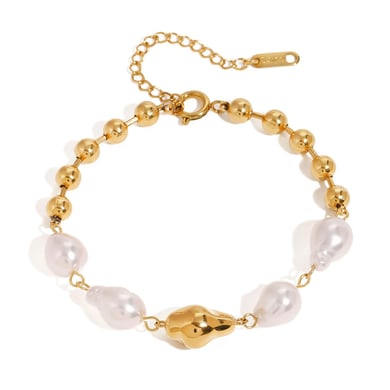 1 Piece Classic Series Elegant Beads Stainless Steel 18K Gold Plated Artificial Pearl Women Beaded Bracelets h5 Picture6