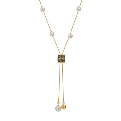 Collier avec pendentif géométrique simple et décontracté en acier inoxydable plaqué or 18 carats et perles artificielles pour femme h5 Image4