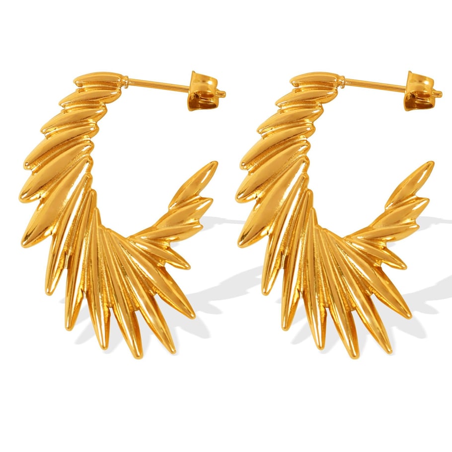 1 Pair Simple Series Retro Geometric Stainless Steel 18K Gold Plated Women Hoop Earrings Picture5