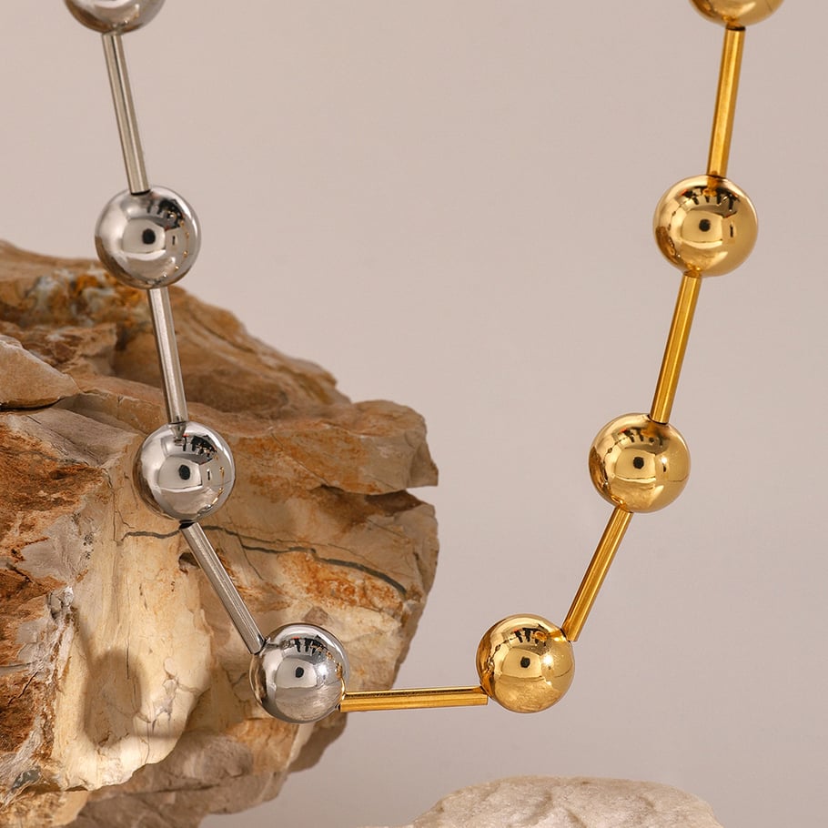 1 Stück Simple Series Einfache geometrische Edelstahl 18 Karat vergoldet Damen Kettenhalsketten Bild4