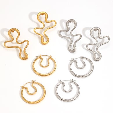 1 Pair Particular Series Daily Irregular Shape Stainless Steel Gold Color Women's Stud Earrings h5 Picture4