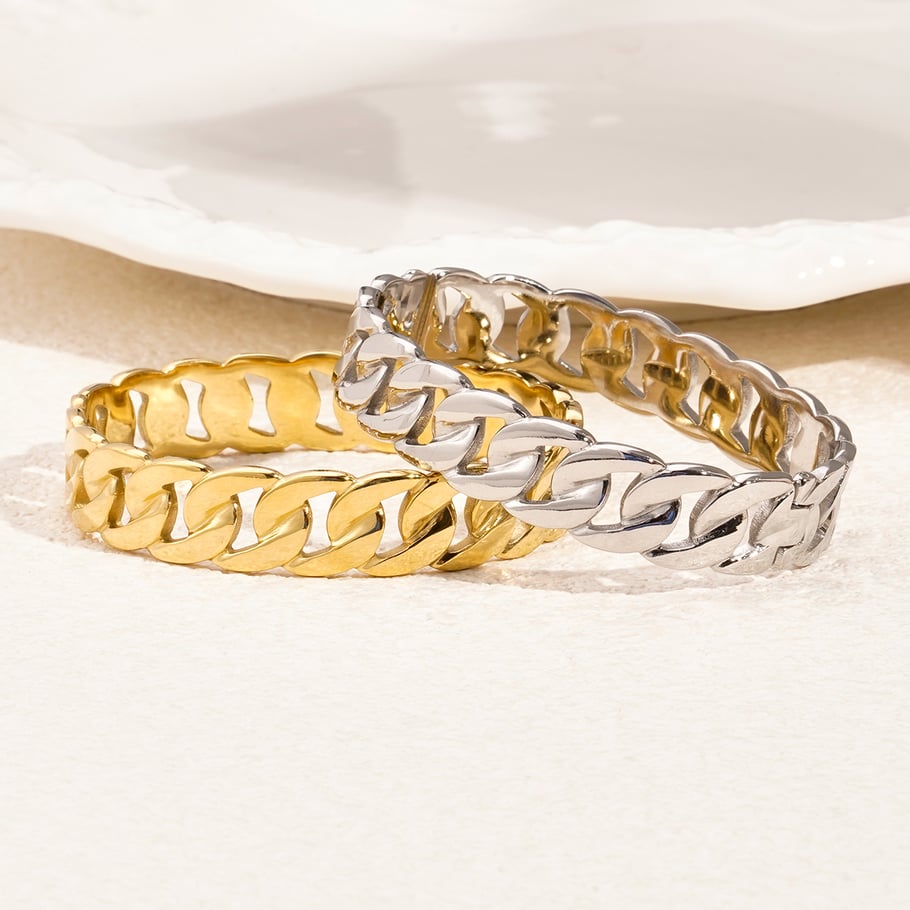 1 Piece Versatile Series Daily Twist Stainless Steel Gold Color Women's Bangles Picture4