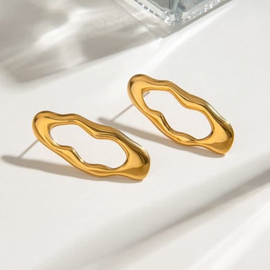 1 Paar ovale Ohrstecker aus Edelstahl der Classic-Serie im Originaldesign in Goldfarbe für Damen h5 Bild8
