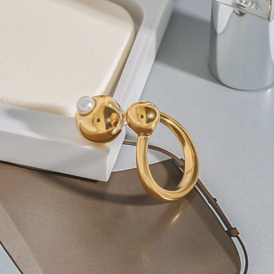 1 Piece Simple Series Stainless Steel Gold Color Women's Adjustable Rings Picture5