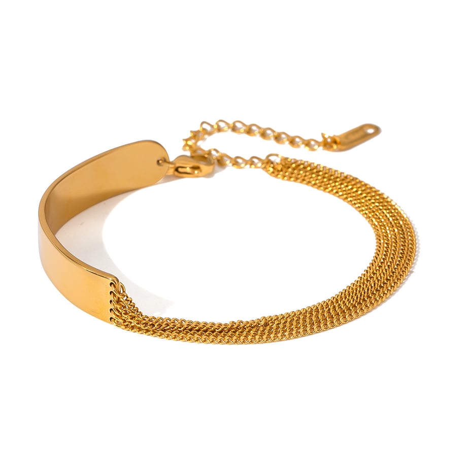 1 Stück Simple Series Einfache geometrische Edelstahl 18 Karat vergoldet Damen Kettenarmbänder Bild5
