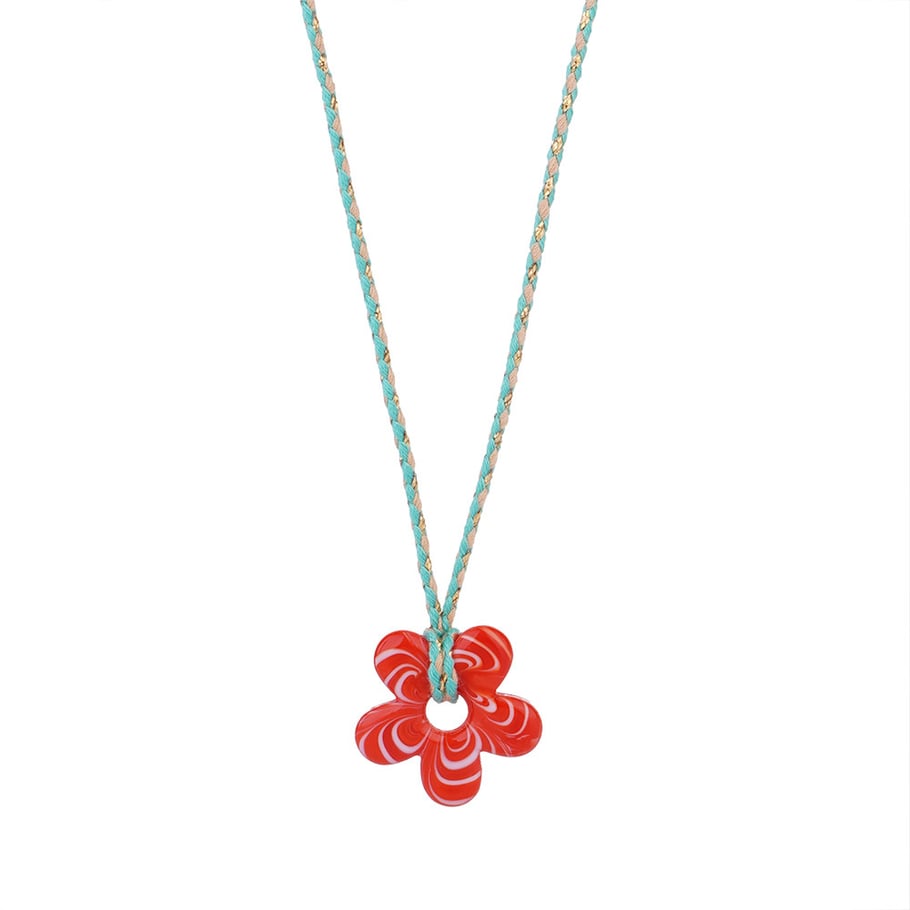 1 Piece Glamorous Series Sweet Ripple Textured Flower Glass Women's Pendant Necklaces Picture9