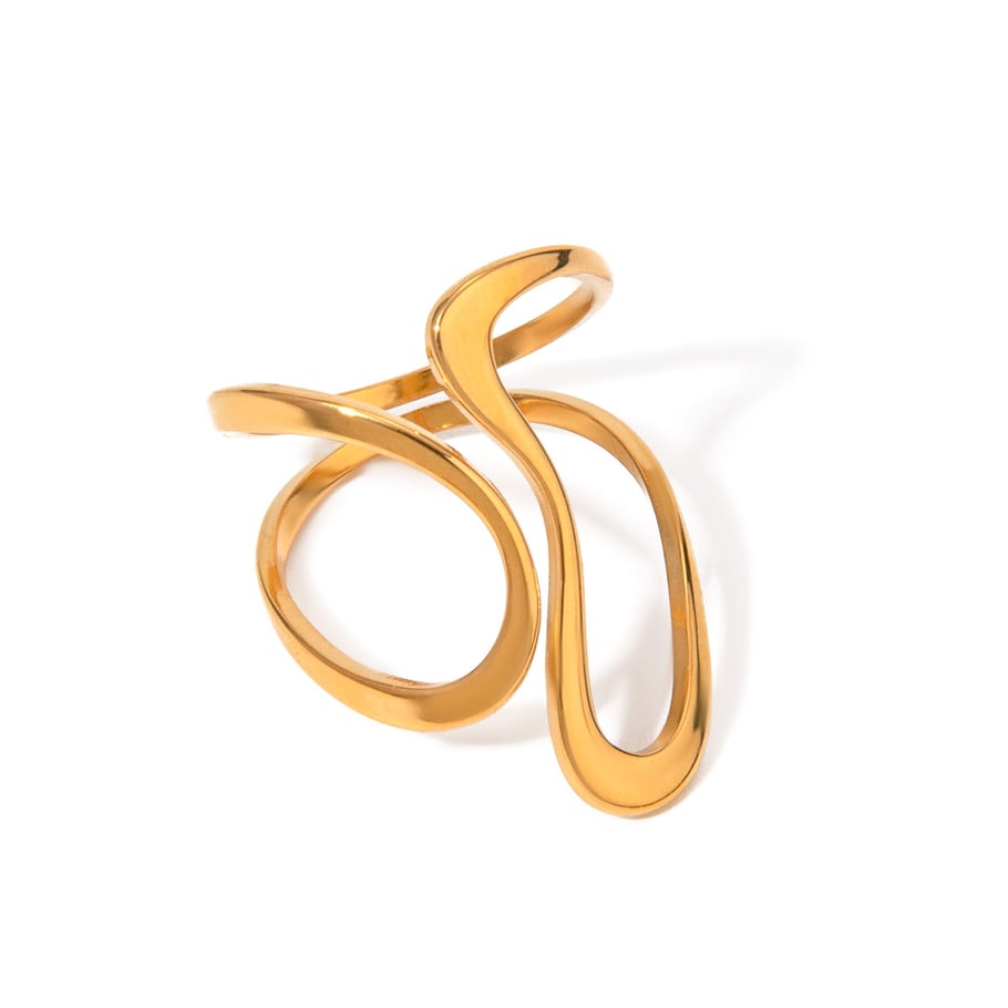 1 Piece Simple Style Geometric Stainless Steel 18K Gold Plated Women's Adjustable Rings Picture6