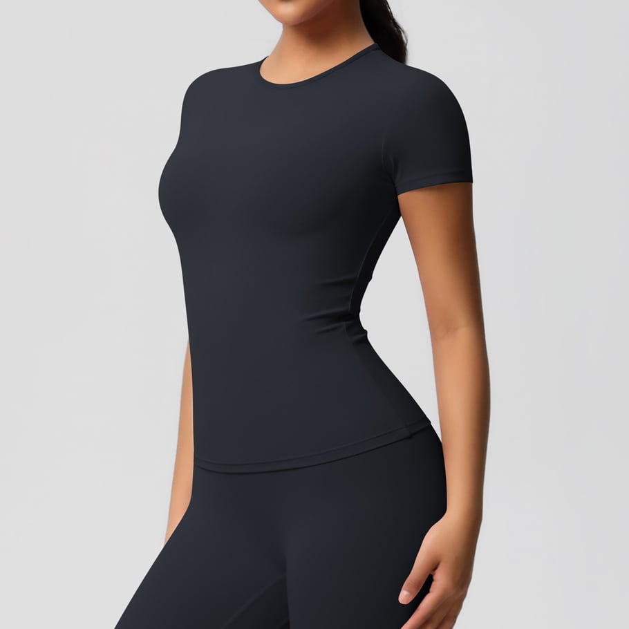 1 Piece Solid Color Skinny Athletic Cycling Yoga T-Shirt Women’s Sport Clothins Picture6