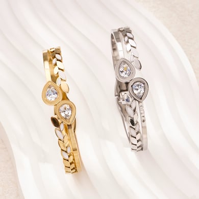 1 Piece Glamorous Series Chic Droplet Stainless Steel Gold Color Women's Bangles h5 Picture5