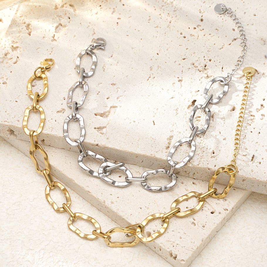 1 Piece Simple Series Elegant Geometric Titanium Steel   Gold Color  Women's Chain Bracelets Picture6