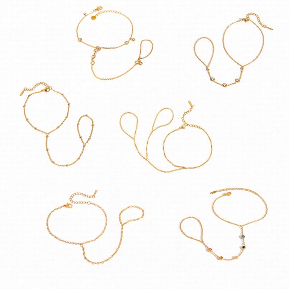 1 stuk Eenvoudige serie Europa en Amerika lijn roestvrij staal goudkleurige dames ketting armbanden