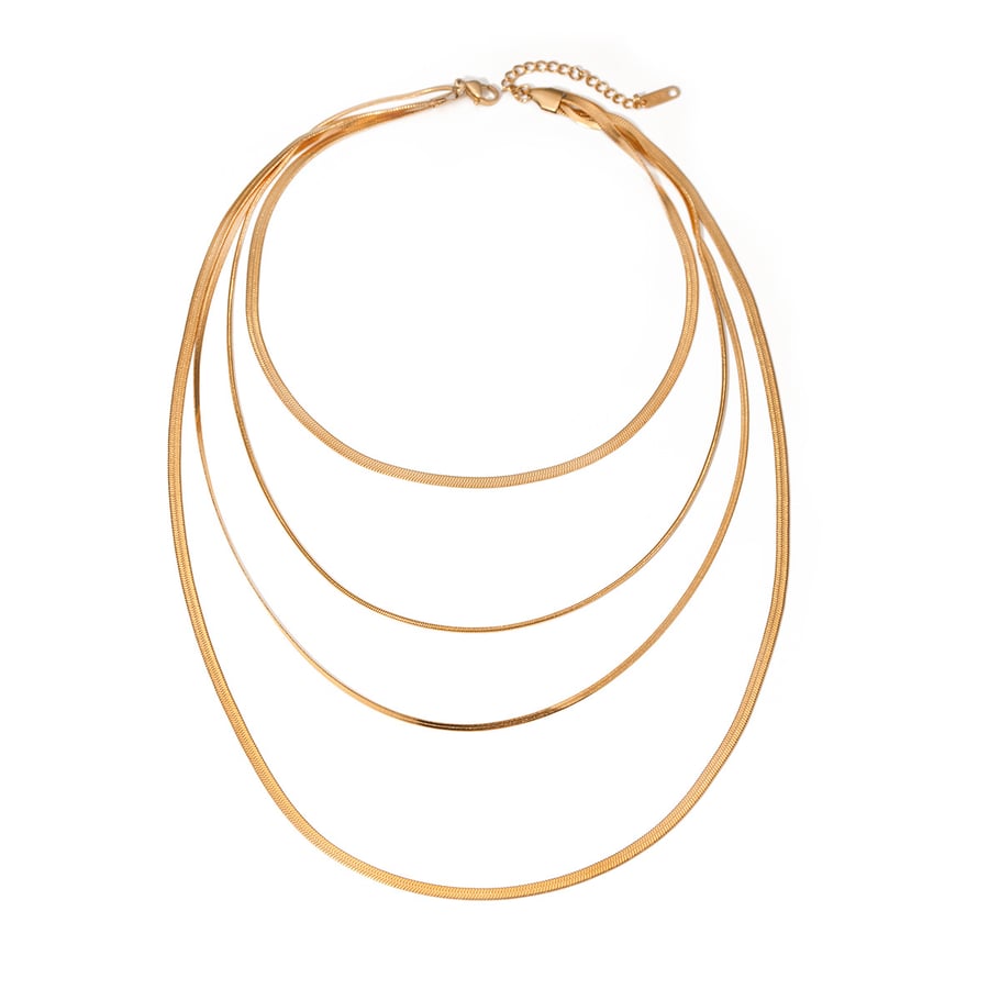 1 Piece Simple Series Simple Solid Color Stainless Steel 18K Gold Plated Women Layered Necklaces Picture5