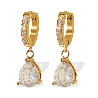 1 Pair Luxurious Series Elegant Droplet Titanium Steel 18K Gold Color Plated Rhinestone Women's Drop Earrings h5 Picture6