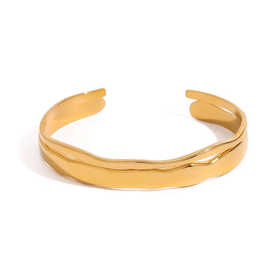 1 Stück Simple Series Europa und Amerika Ringförmige Edelstahl Goldfarbene Damenarmreifen Bild6