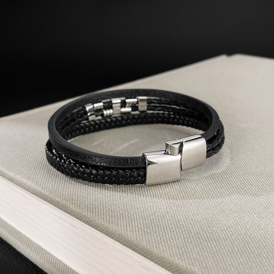 1 Piece Simple Series Punk Rectangular Stainless Steel Men's Bracelets Picture6