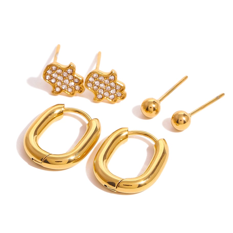 1 Paar Simple Series Casual Geometric Edelstahl 18 Karat vergoldet Damen Ohrringe Set Bild5
