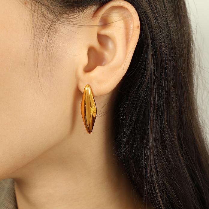 1 Pair Simple Series Daily Geometric Titanium Steel   Gold Color  Women's Stud Earrings Picture6