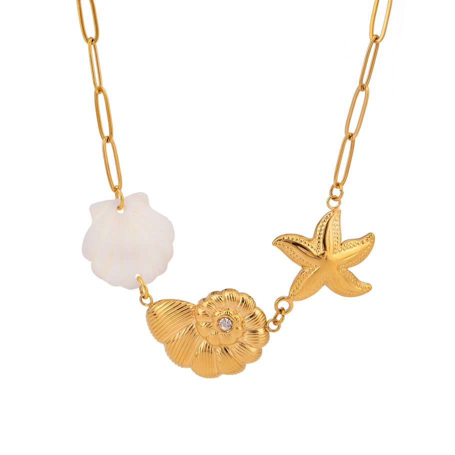 1 Piece Simple Series Vacation Turtle Stainless Steel   Gold Color  Rhinestone Women's Pendant Necklaces Picture6