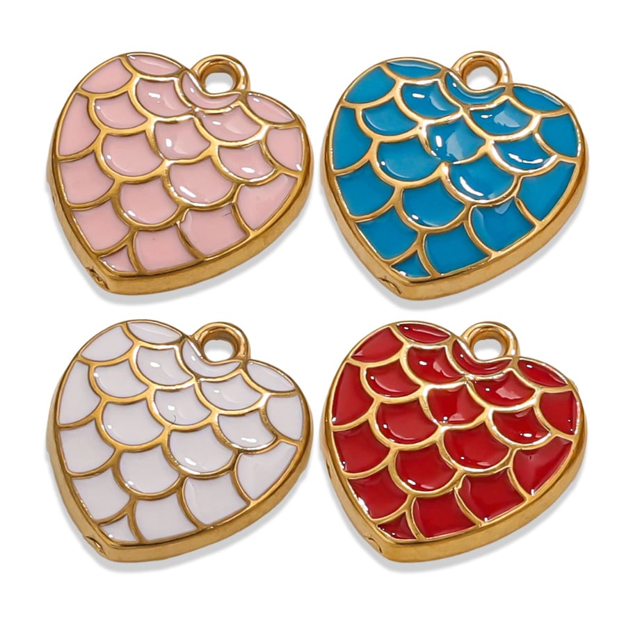 1 par de colgantes de acero inoxidable chapados en oro de 18 quilates con forma de corazón clásico de la serie romántica para mujer Imagen6