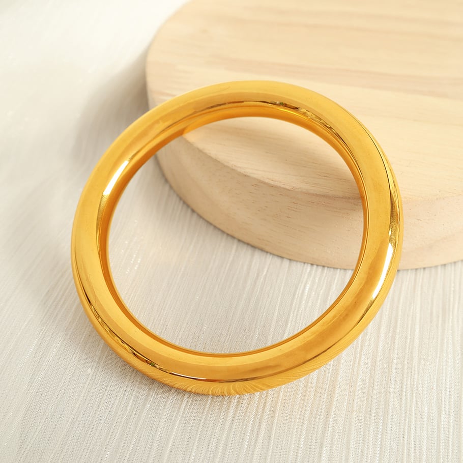 1 Piece Simple Series Simple Solid Color Stainless Steel 18K Gold Plated Women Bangles Picture4