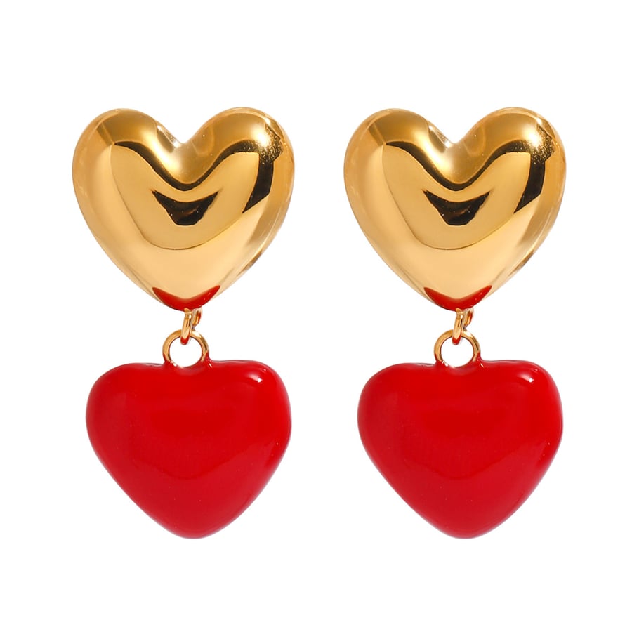 1 Paar einfache Serie Sweet Heart Edelstahl 18 Karat vergoldet Damen Tropfen Ohrringe Bild5