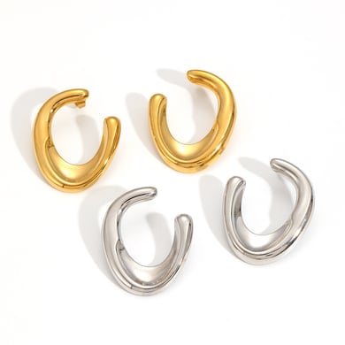 1 Pair Minimalist Style Irregular U Shape Stainless Steel Gold Color Women's Stud Earrings h5 Picture4