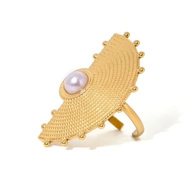 1 Pair Simple Series Retro Geometric Stainless Steel 18K Gold Plated Women Adjustable Rings h5 Picture6
