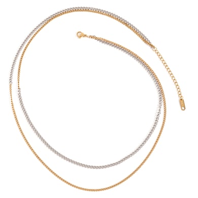 Collar de cadena de acero inoxidable dorado para mujer, serie simple, estilo Europa y América, 1 unidad h5 Imagen10