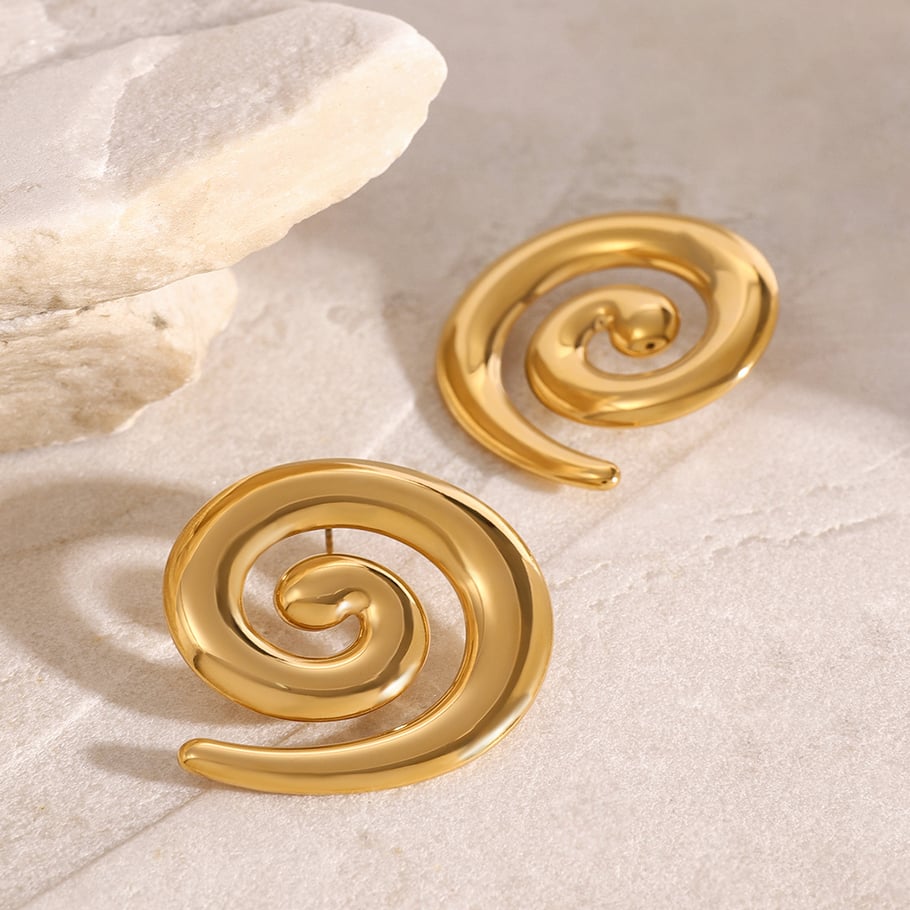 1 Paar einfache Serie lässig geometrische Edelstahl 18 Karat vergoldet Frauen Ohrstecker Bild4