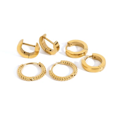 1 Paar Ohrringe im Retro-Stil der Simple Series aus Edelstahl mit 18 Karat Vergoldung für Damen h5 Bild6