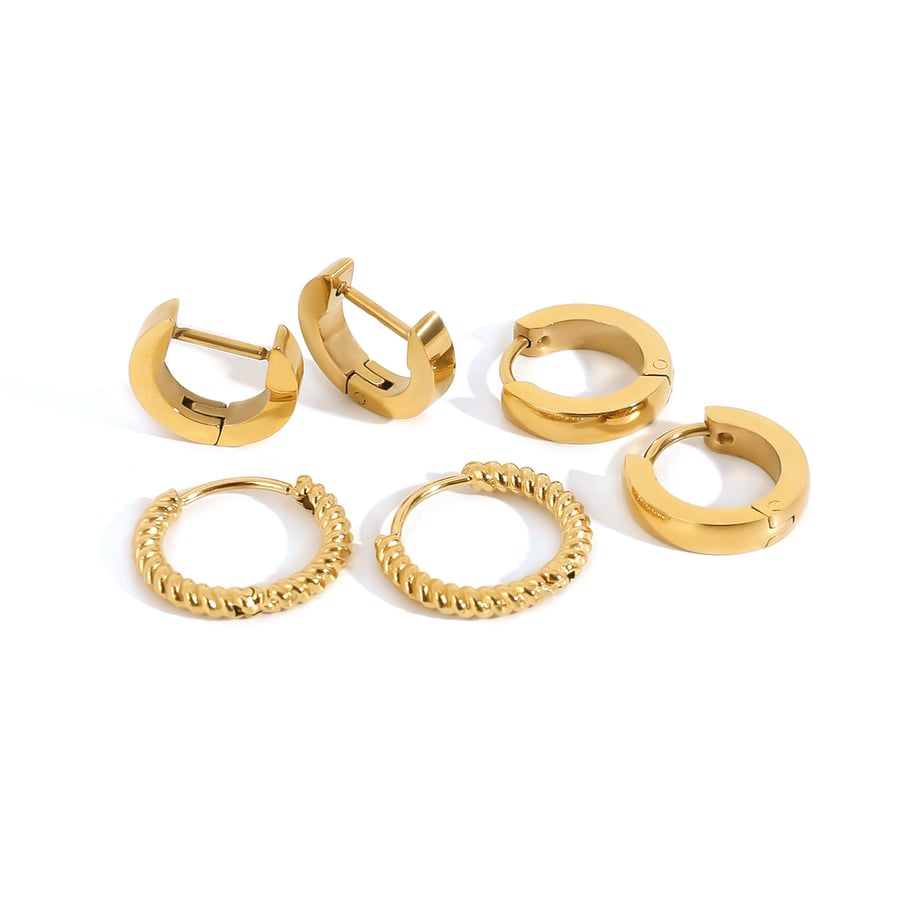 1 Paar Ohrringe im Retro-Stil der Simple Series aus Edelstahl mit 18 Karat Vergoldung für Damen Bild6